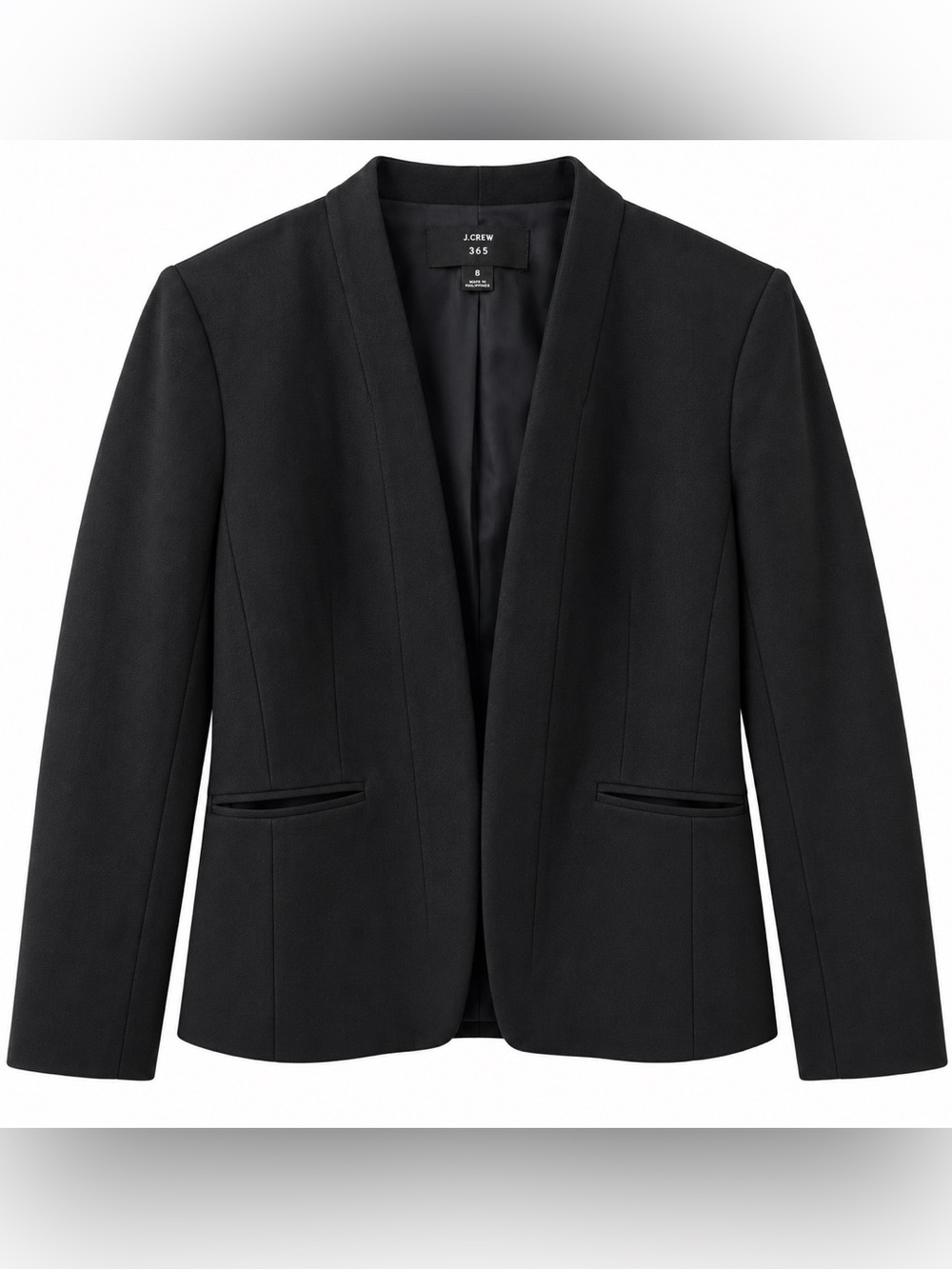 J.Crew 365 Black Open Front Blazer Size 8 Career Workwear Jacket